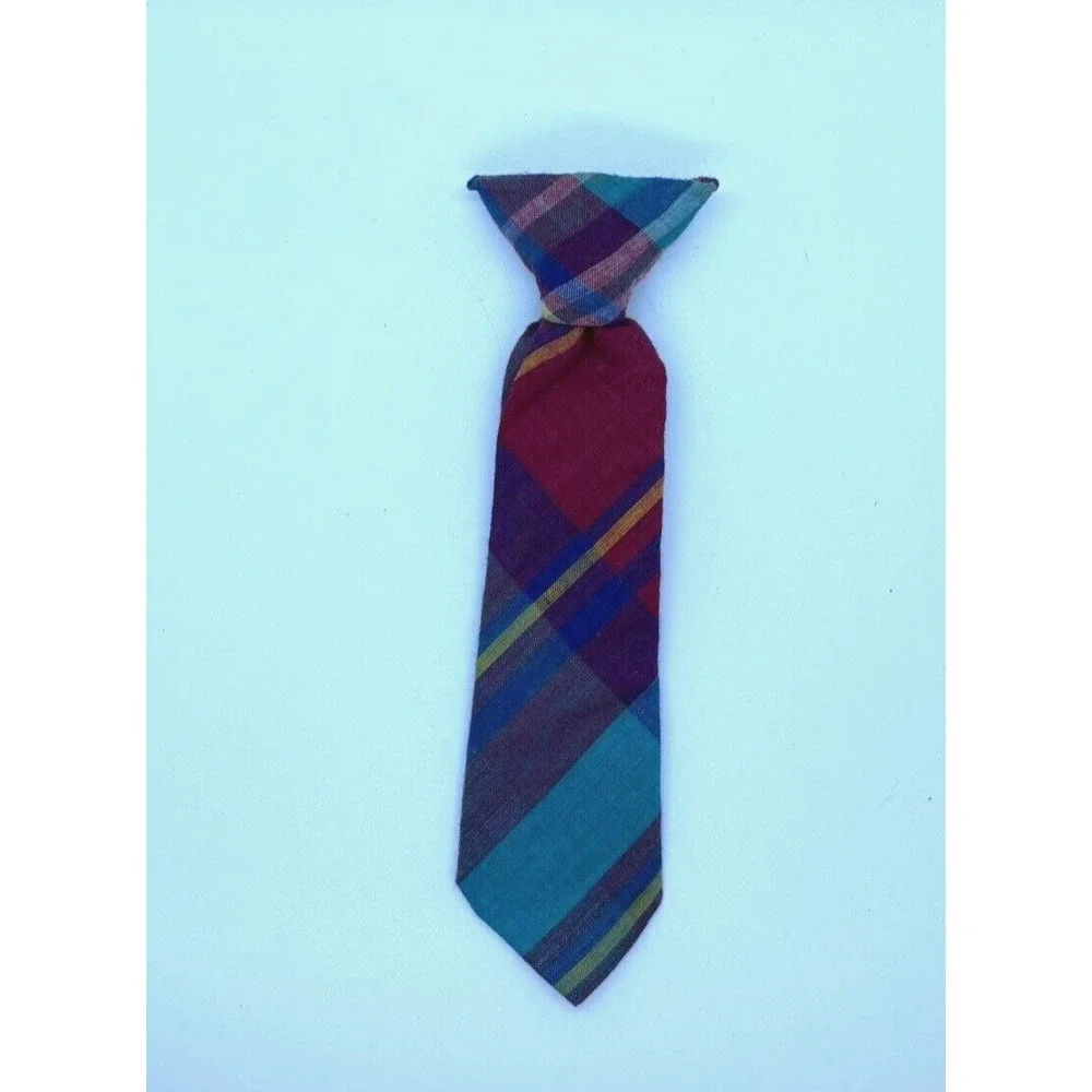 Vintage‎ Classic Boys Clip On Neck Tie 100% Cotton ~ USA ~ Preppy